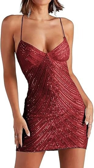 Sexy Strap Vintage Sequined Dress