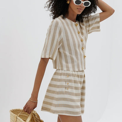 Short Sleeve Striped Shirt & Shorts