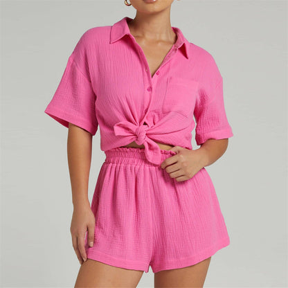 Single Breasted Loose Short Sleeves top & Shorts