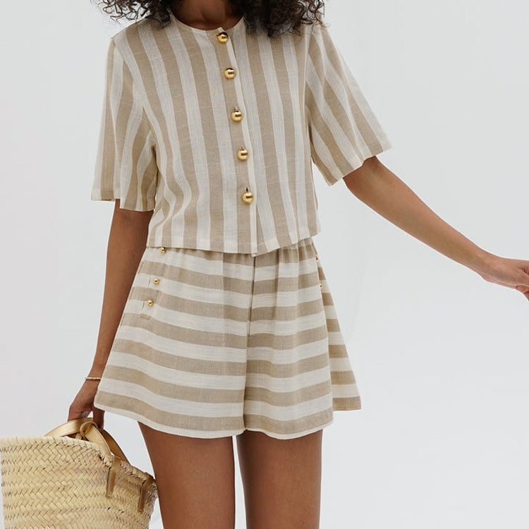 Short Sleeve Striped Shirt & Shorts